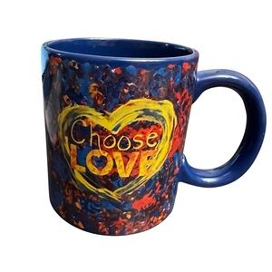 Penzey’s Choose Love Coffee Mug Blue Tie Dye 12 oz.